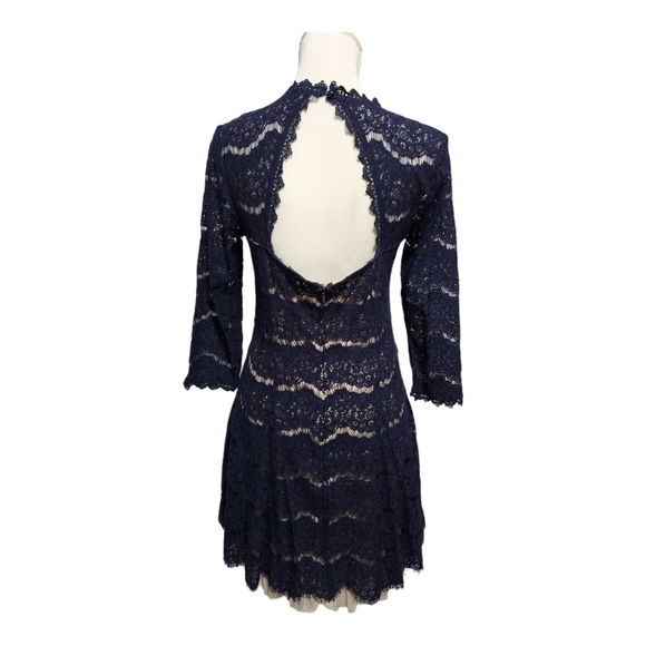 Trixxi Blue Lace Overlay Party Dress Juniors Size M - Picture 3 of 9